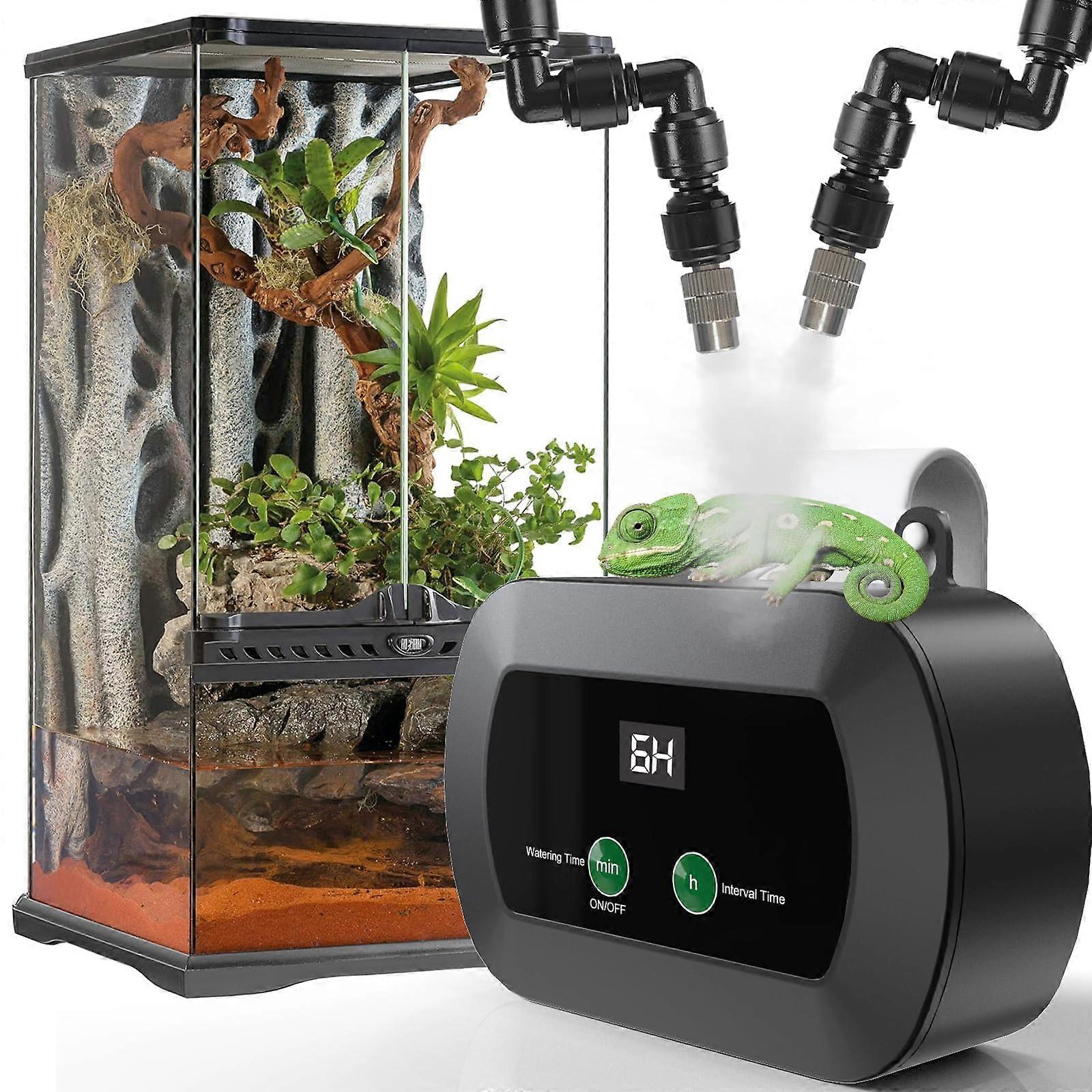 Intelligent Reptile Mist System for Terrarium Humidifier, Timer, Spray Nozzles, 360° Adjustable