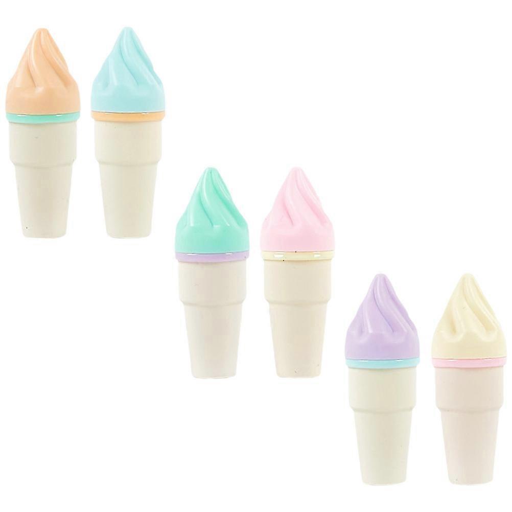 6pcs Cute Ice Cream Cone Highlighters, Small Painting Pens for Scrapbooking, Note Taking & Creative School Projects, Non Leaking Multicolored