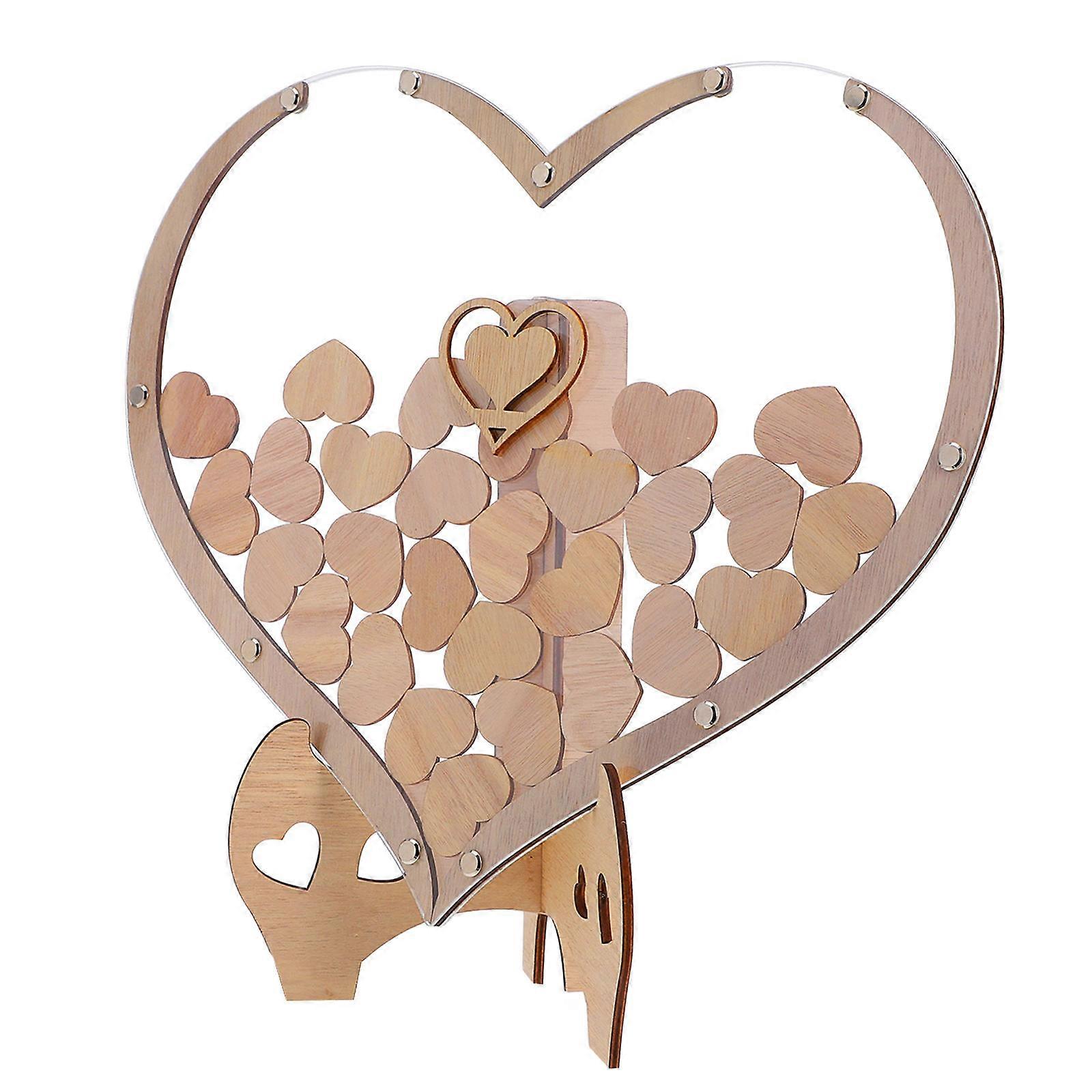 Heart Shaped Wooden Guest Book Frame for Decor Creative Design and Versatile Use 1 Set