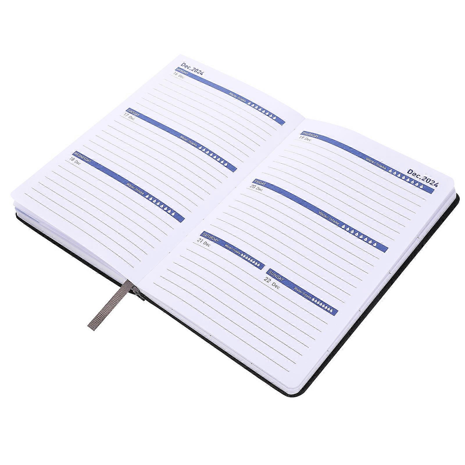 Kawaii Student Planner 2024 Imitation Notebook for Writing Notes and Diaries Black Lightweight Portable