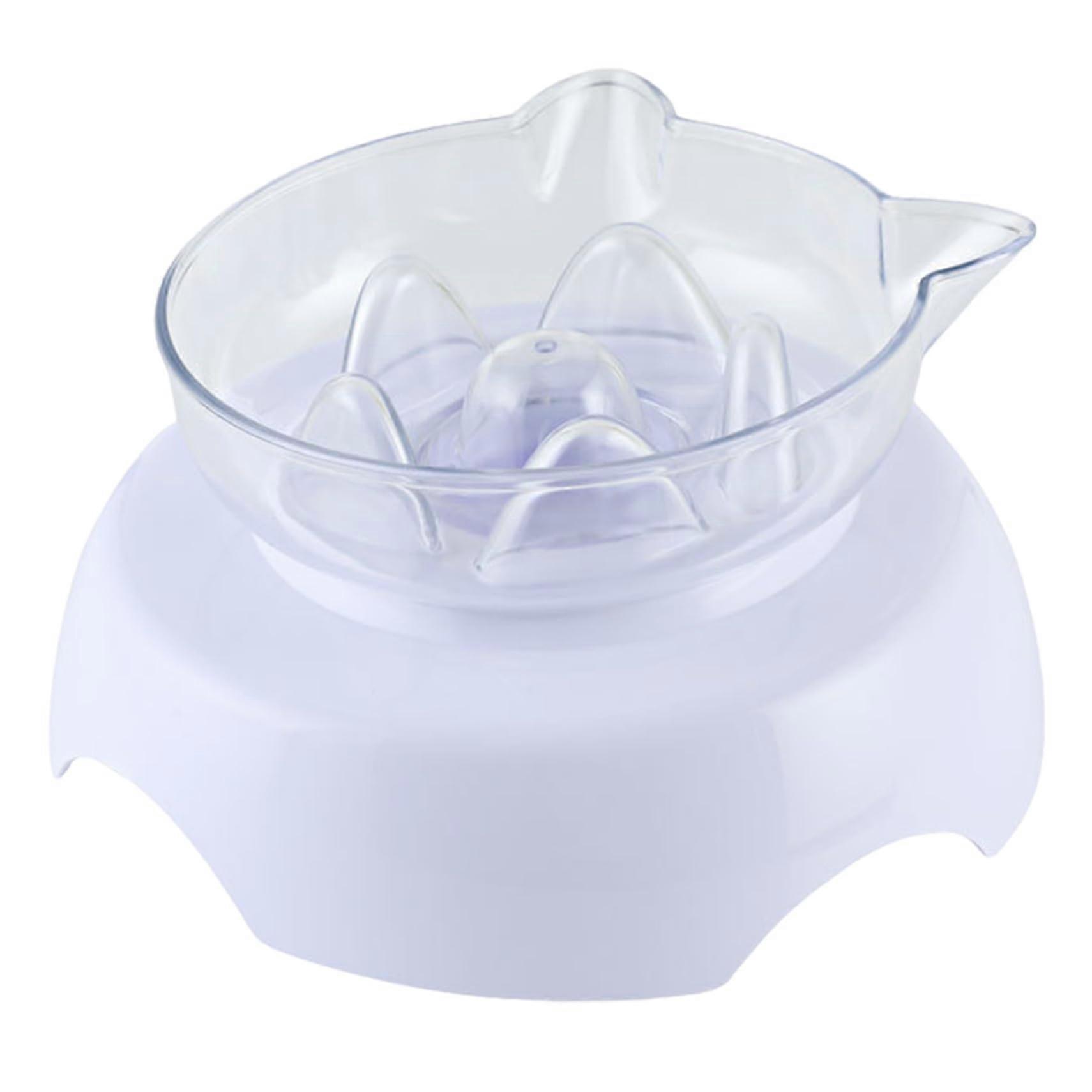 Elevated Cat Bowls 15-Degree Tilt Raised Cat Feeder with Ears White Base Removable Washable Slow Feeding Design