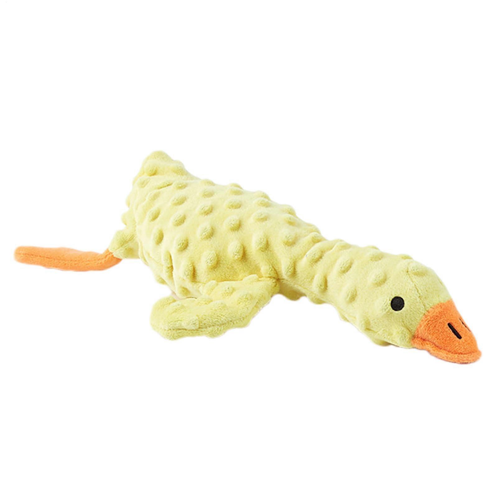 Plush Dog Toy Squeaky Chew Toy With Treat Hideaway, Interactive Puppy Toy For Small To Large Breeds, Yellow