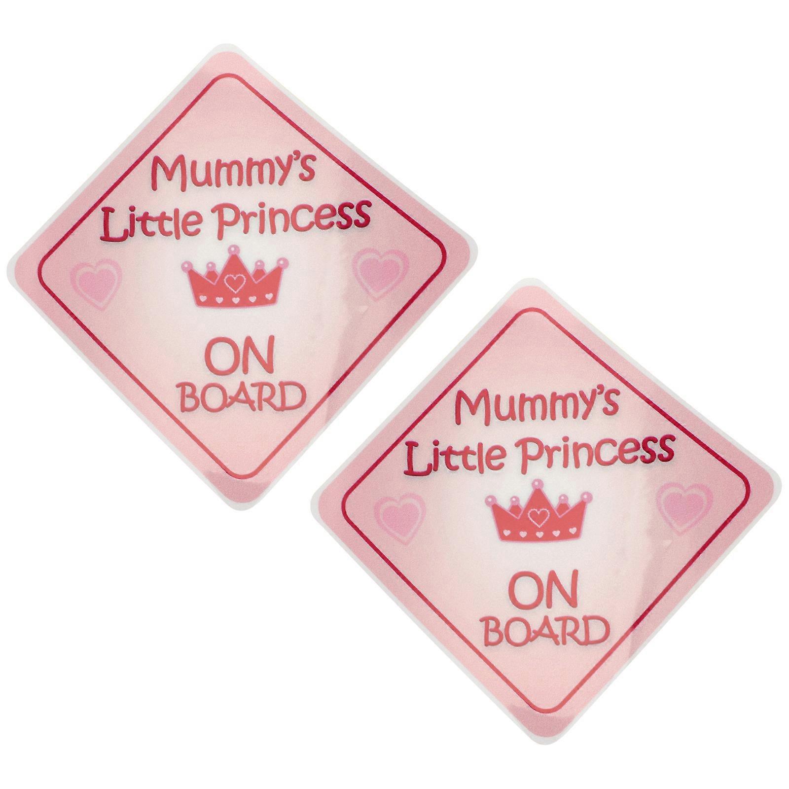 2pcs Mummy's Little Princess Safety Board Decal, Self Adhesive Car Warning Sticker, Durable Cute Pink Crown Design for Vehicle Decoration