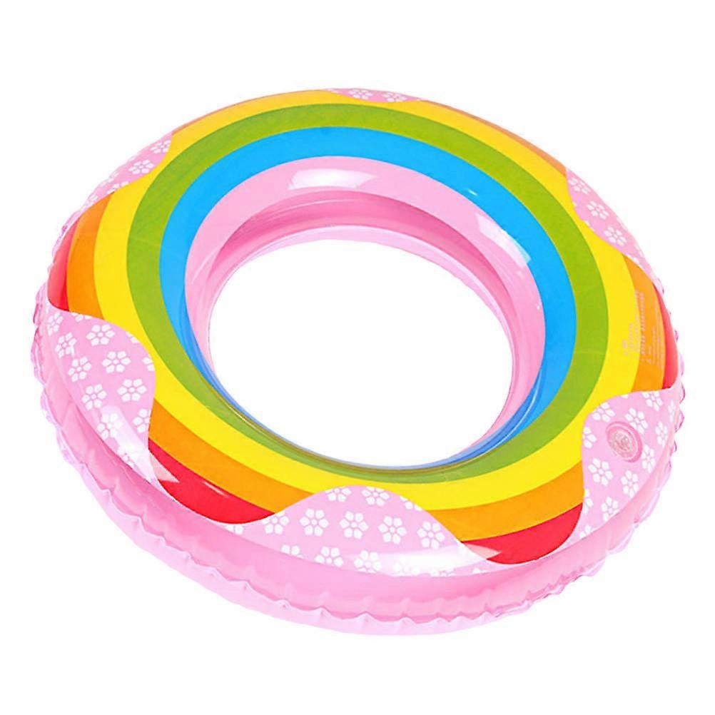 Rainbow Inflatable Swimming Ring for Pool Beach Made of PVC Thicken Design 90cm
