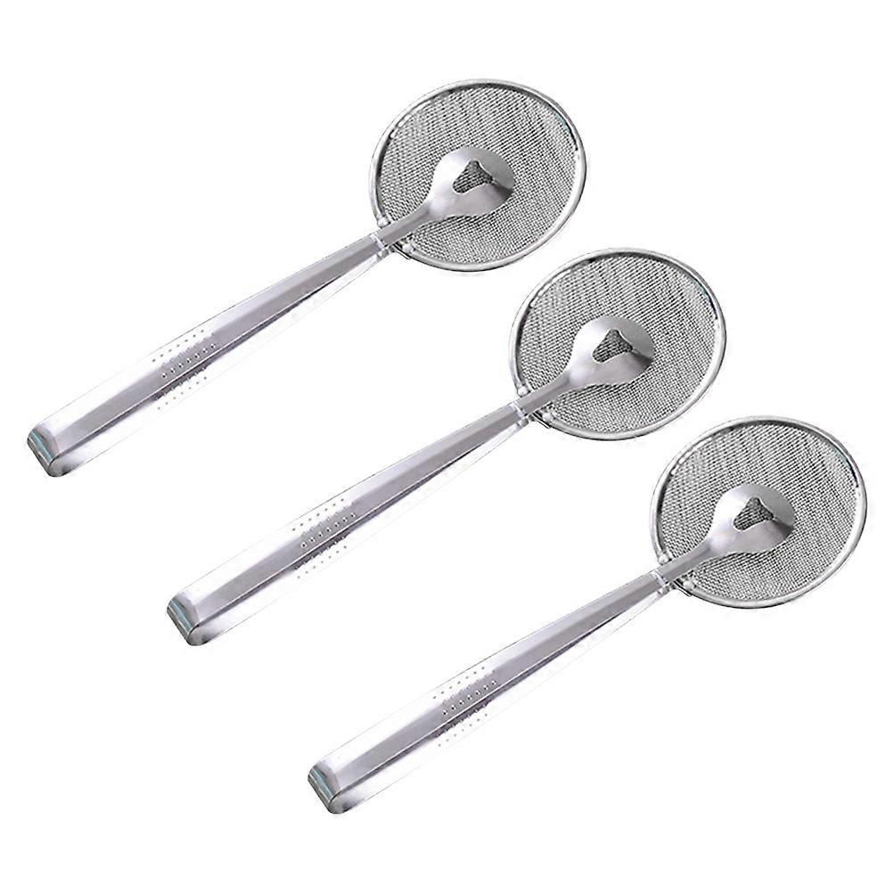 Stainless Steel Filter Spoon with Clip for Kitchen Use Multifunctional Oil Draining Sieve 3 Pieces