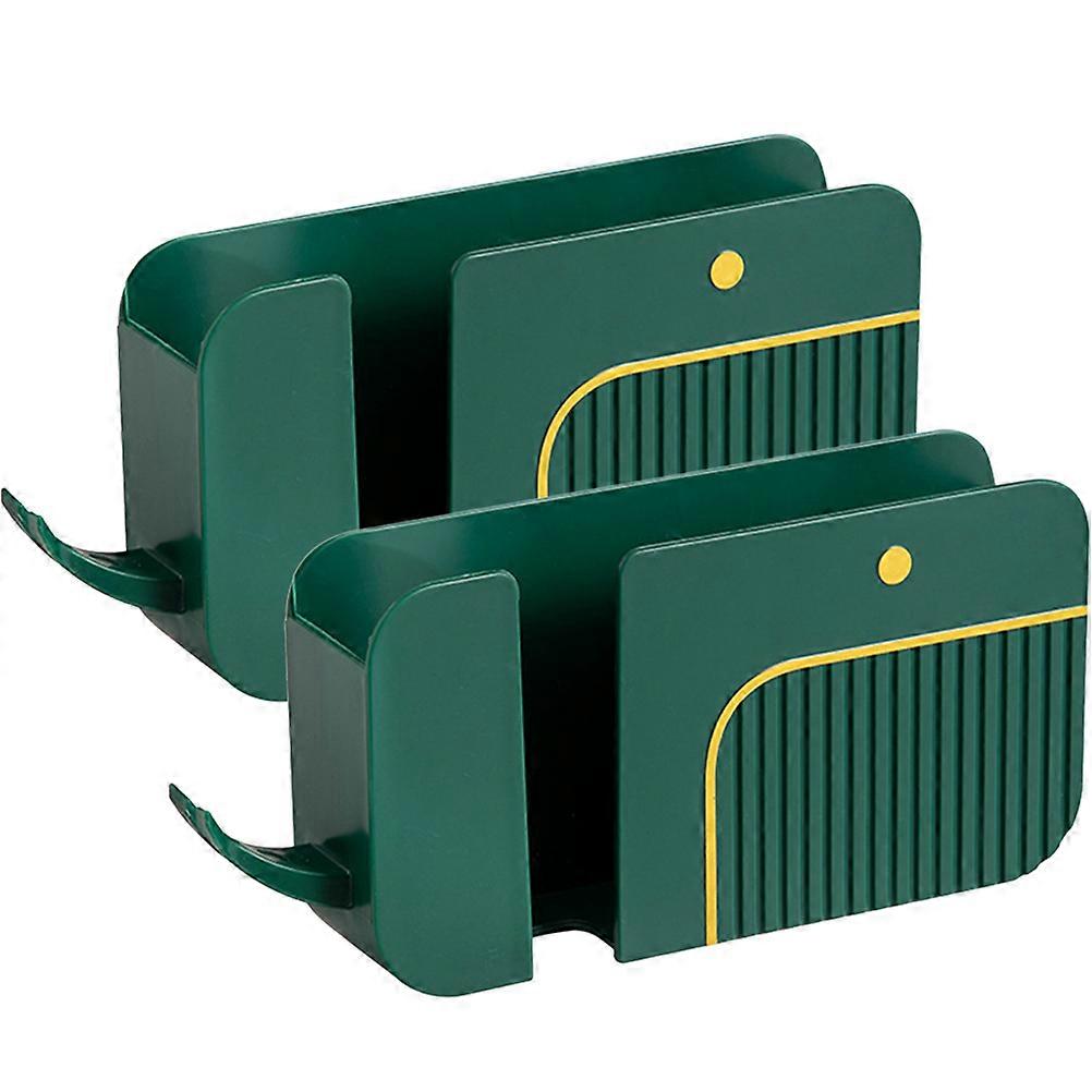 Versatile Wall Cell Phone Holder With Unique Hook Design For Keys And Cables Green Color 2Pcs