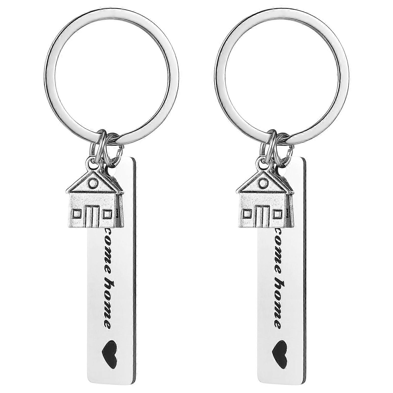 Rust Resistant House Keychains With Engraving Letters Ideal For Housewarming Celebrations And Moving Into A New Home Crafted In Silver 2 Pcs