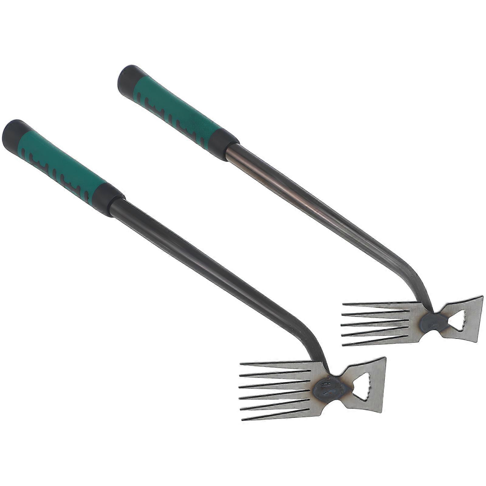 Efficient Weed Puller Tool for Gardening Use Made of Tool Steel Compact Lightweight and Portable Green 2 Pcs