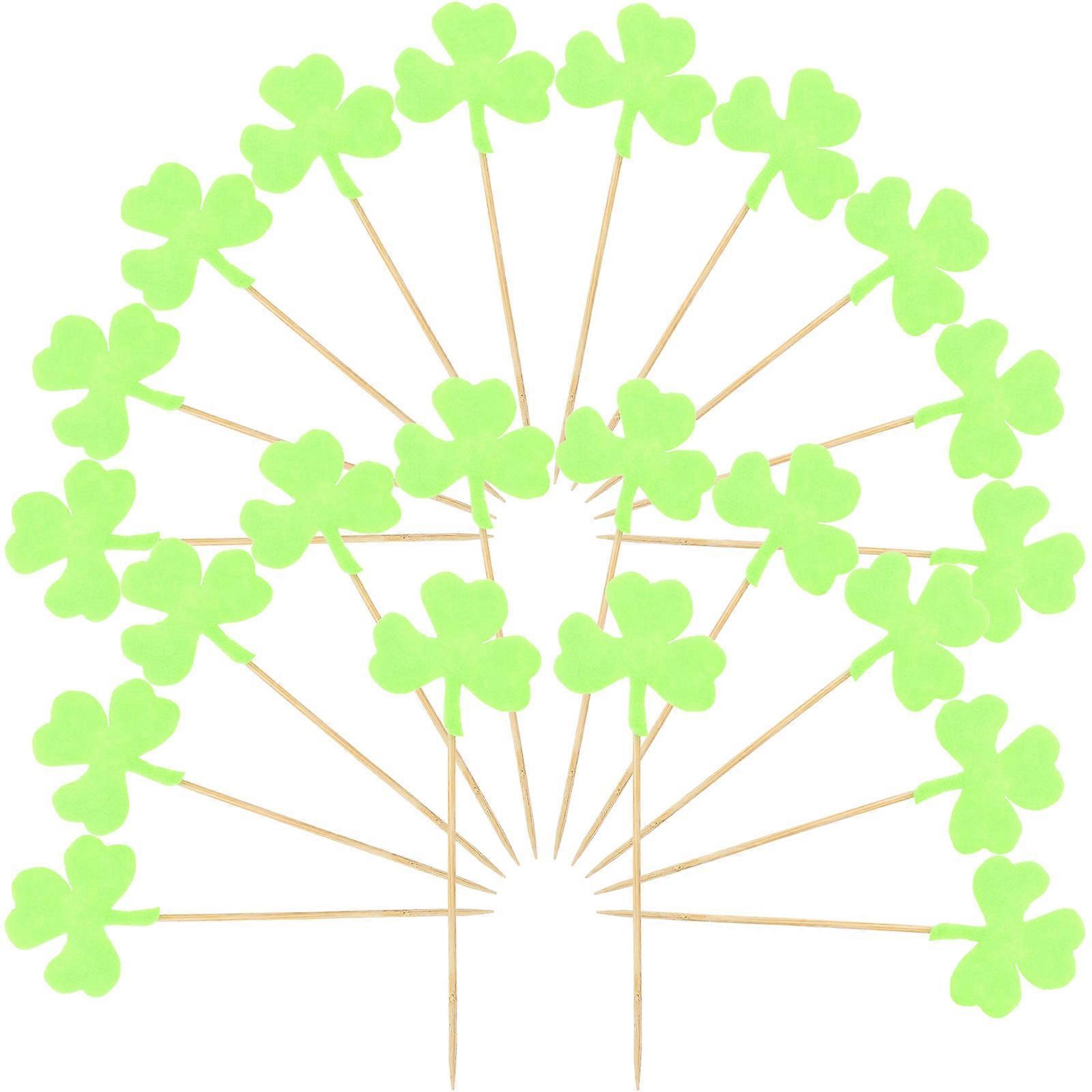 240Pcs Patrick's Day Themed Cake Picks Cloverleaf Shape Decoration For Party Gatherings In Green Color