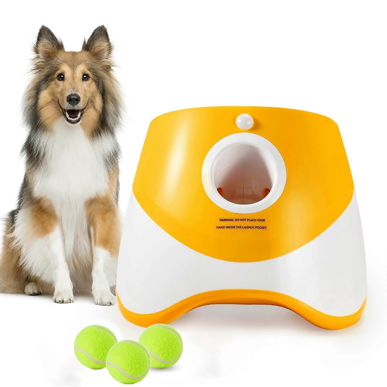 Automatic Dog Ball Launcher Ball Throwing Machine for Small Dogs, Indoor Outdoor, Includes 3 Mini Tennis Balls