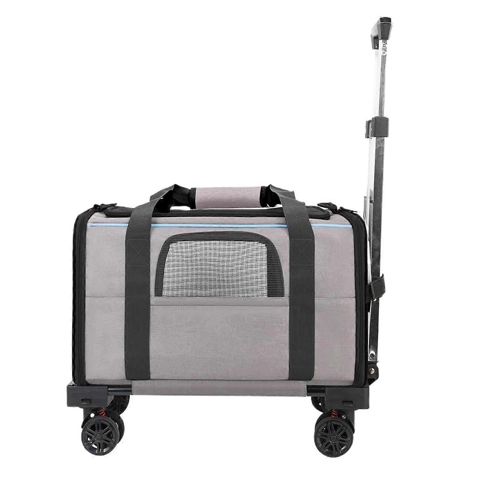 Pet Trolley Bag for Small Dogs and Cats - Detachable Rolling Pet Travel Bag with Telescopic Handle and Shoulder Strap