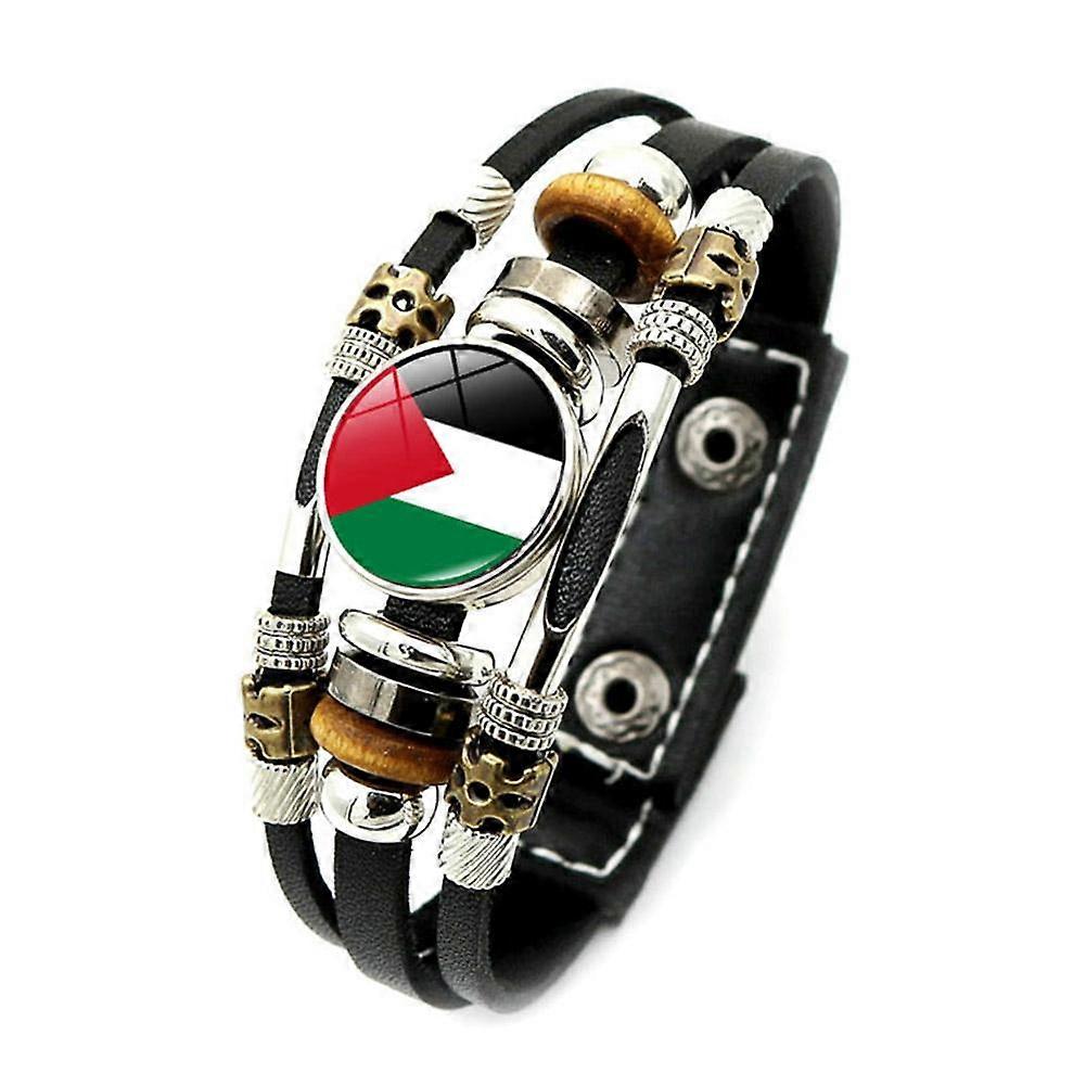 Palestinian Flag Bracelet Show Your Support With Adjustable Chain Durable Glass Alloy Charm