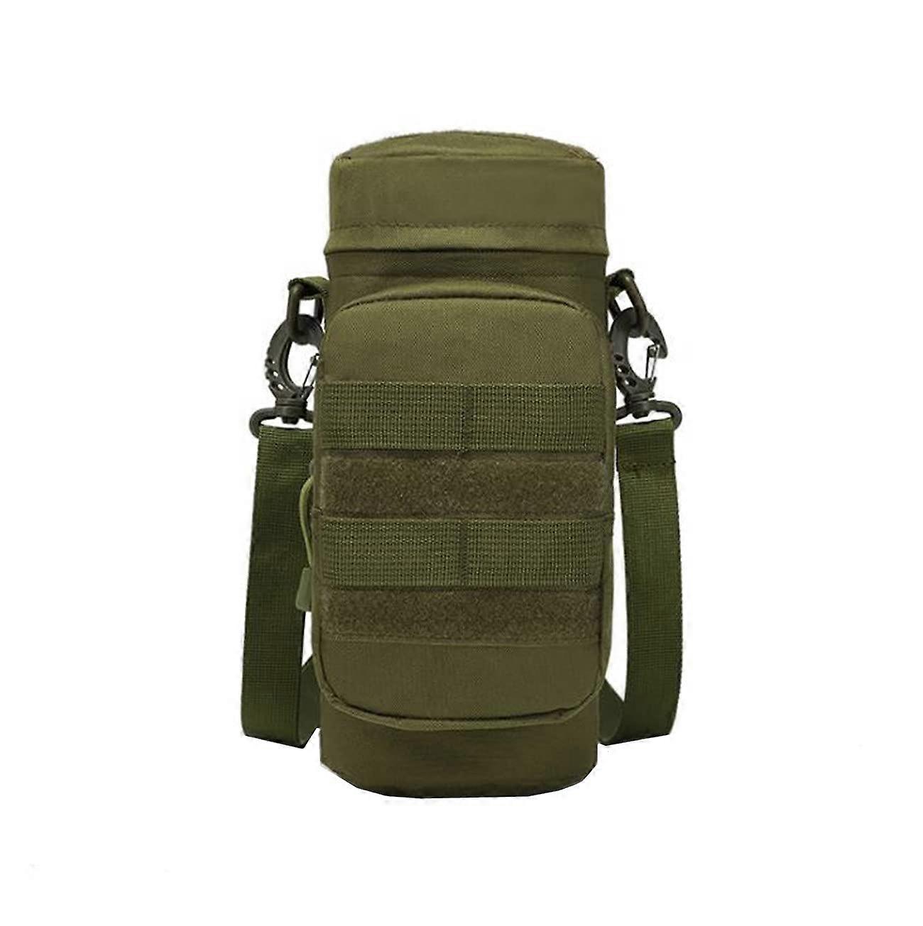 ウォーターボトルバッグホルダーバッグ、戦術ミリタリーモールハイキングキャンプトラベルスポーツ用ストラップ付き/ミリタリーグリーン