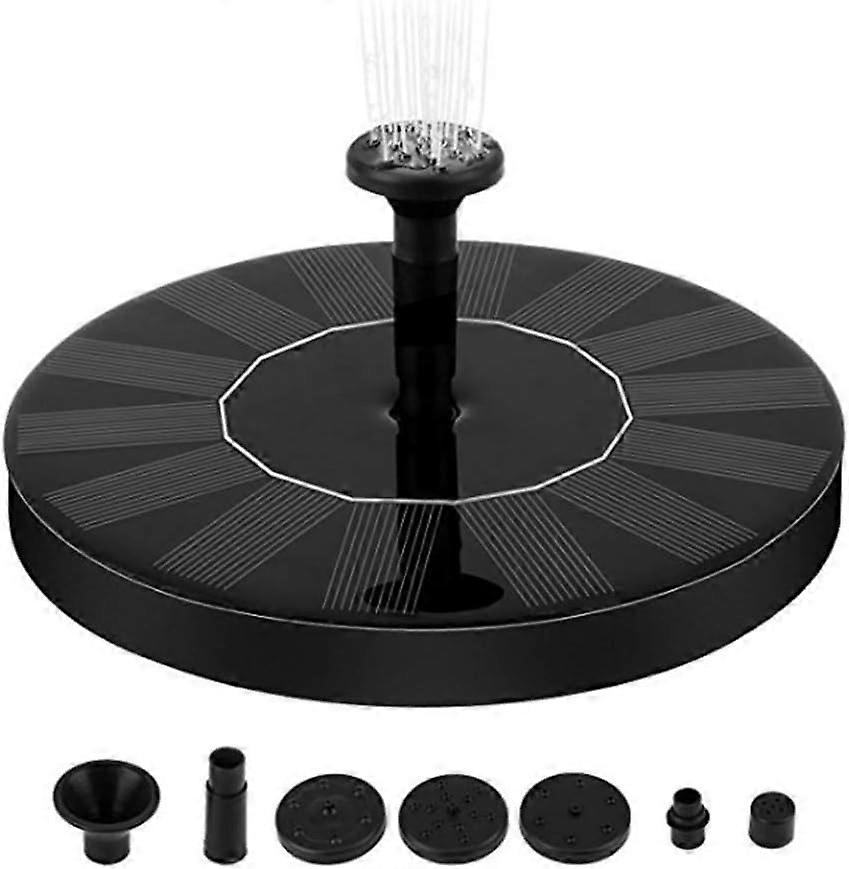 Solar Fountain Pump - Floating Solar Fountain With 6 Nozzles, 7V 1.5W For Garden, Bird Bath, Pool, Pond, Fish Tank