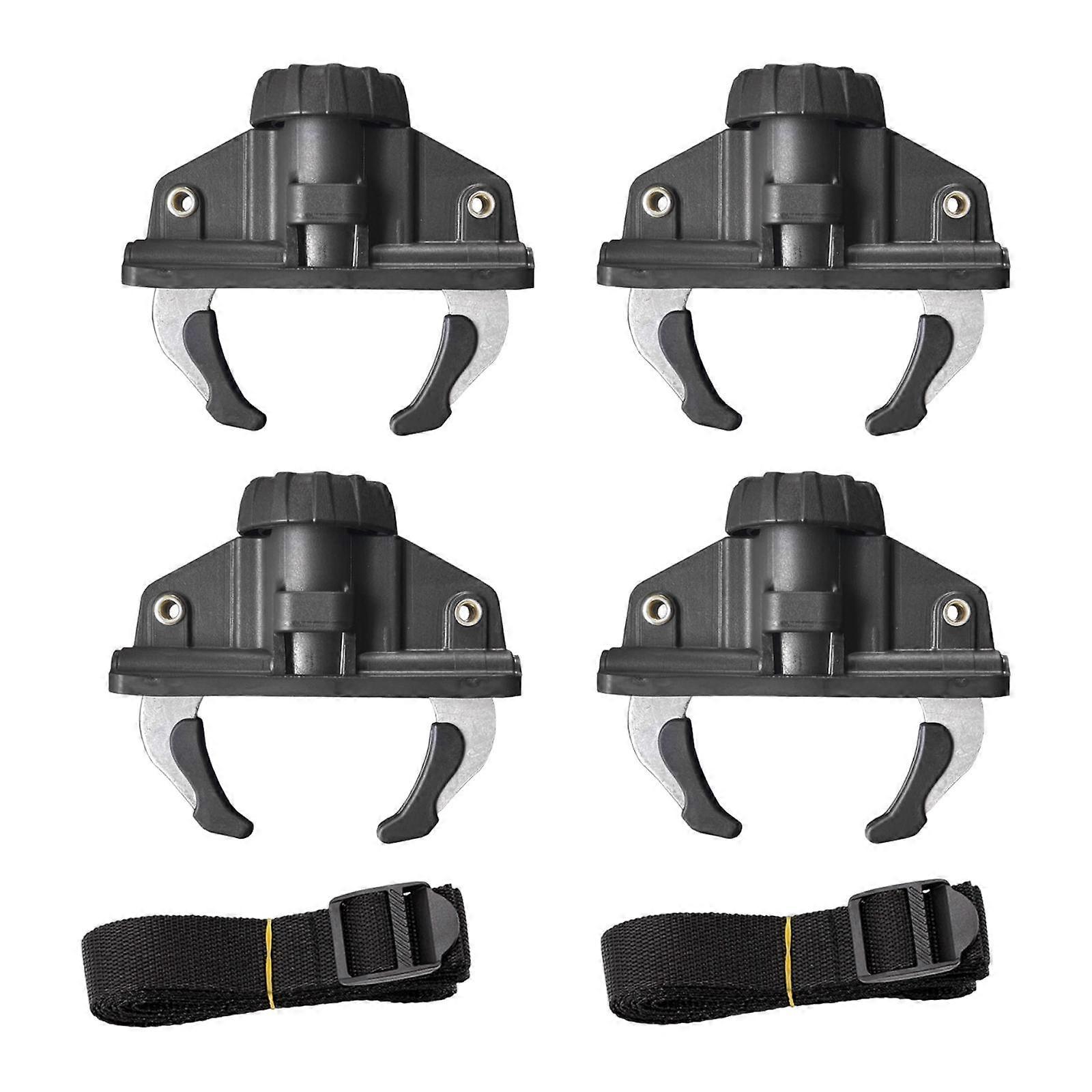 4x Car Roof Box Crab Clips Clamps Easily Install Anti Shock with 2 Straps