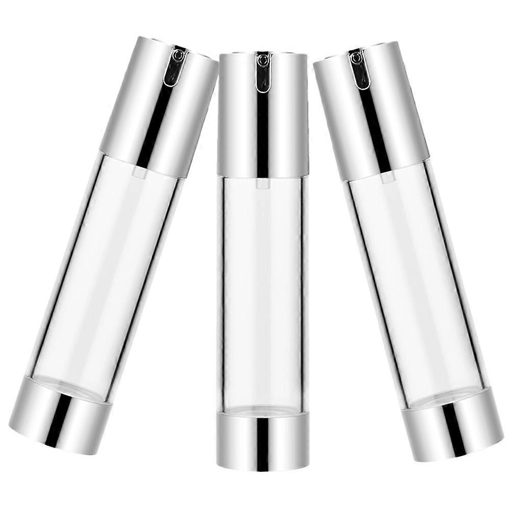 Airless Pump Bottles for Travel Toiletries Made of PP Material Silver Color 3pcs Set