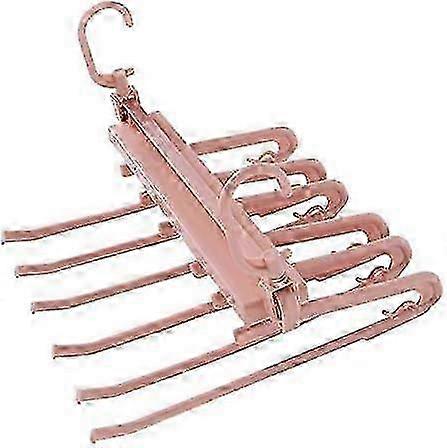 Multifunctional Pink Folding Clothes Rack for Trousers, Telescopic Multi-Layer Storage Tool 332.5cm
