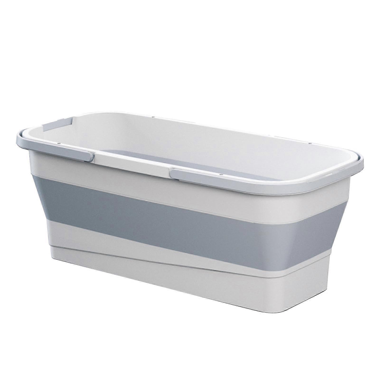 Multi-Purpose Rectangular Cleaning Bucket 10L Collapsible Dish Tub Foldable Mop Bucket for Housework White