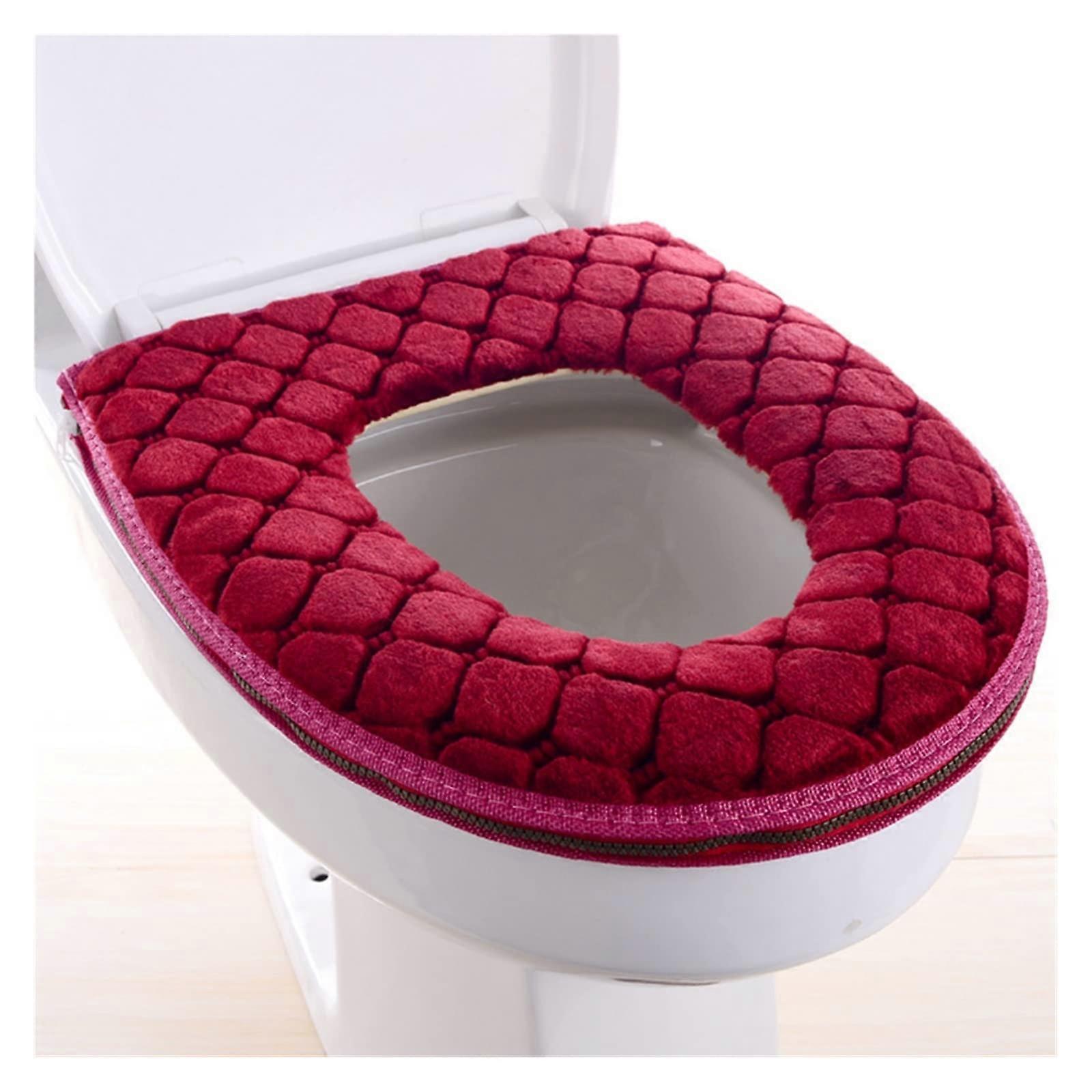 Thicken Soft Warm Toilet Seat Cover Red Winter Bathroom Cushion 1PC Closestool Bathware for Standard Toilet Seats