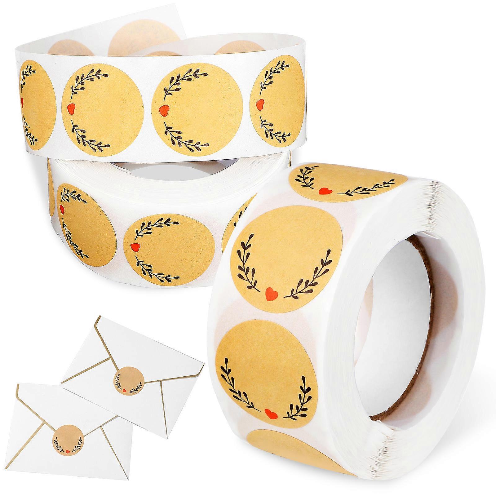 2 Rolls of Round Kraft Stickers Gift Labels for Baking Canning Bottles and Gift Packaging