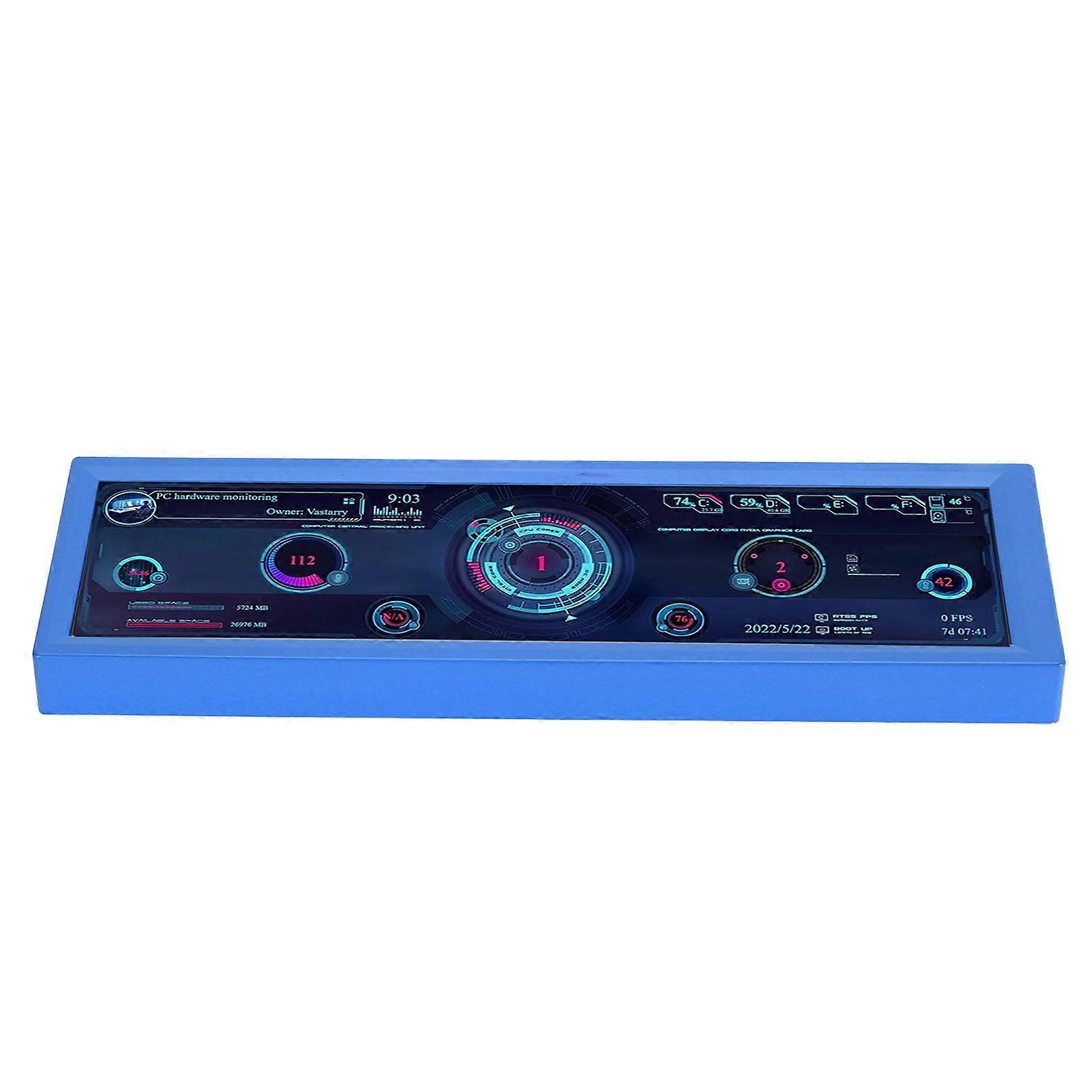 8.8 Inch HD IPS 1920x480 LCD PC Temperature Display Blue