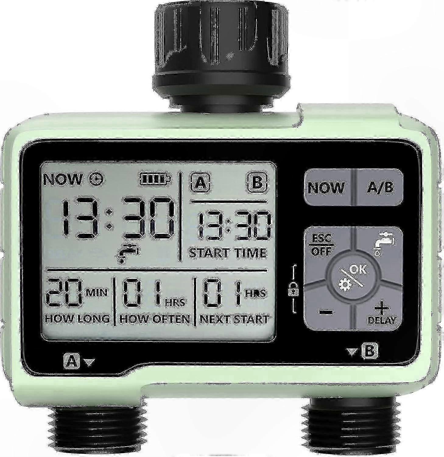 Programmable Water Timer with Rain Delay, Auto/Manual Modes, Waterproof Garden Irrigation Controller for Smart Home Use