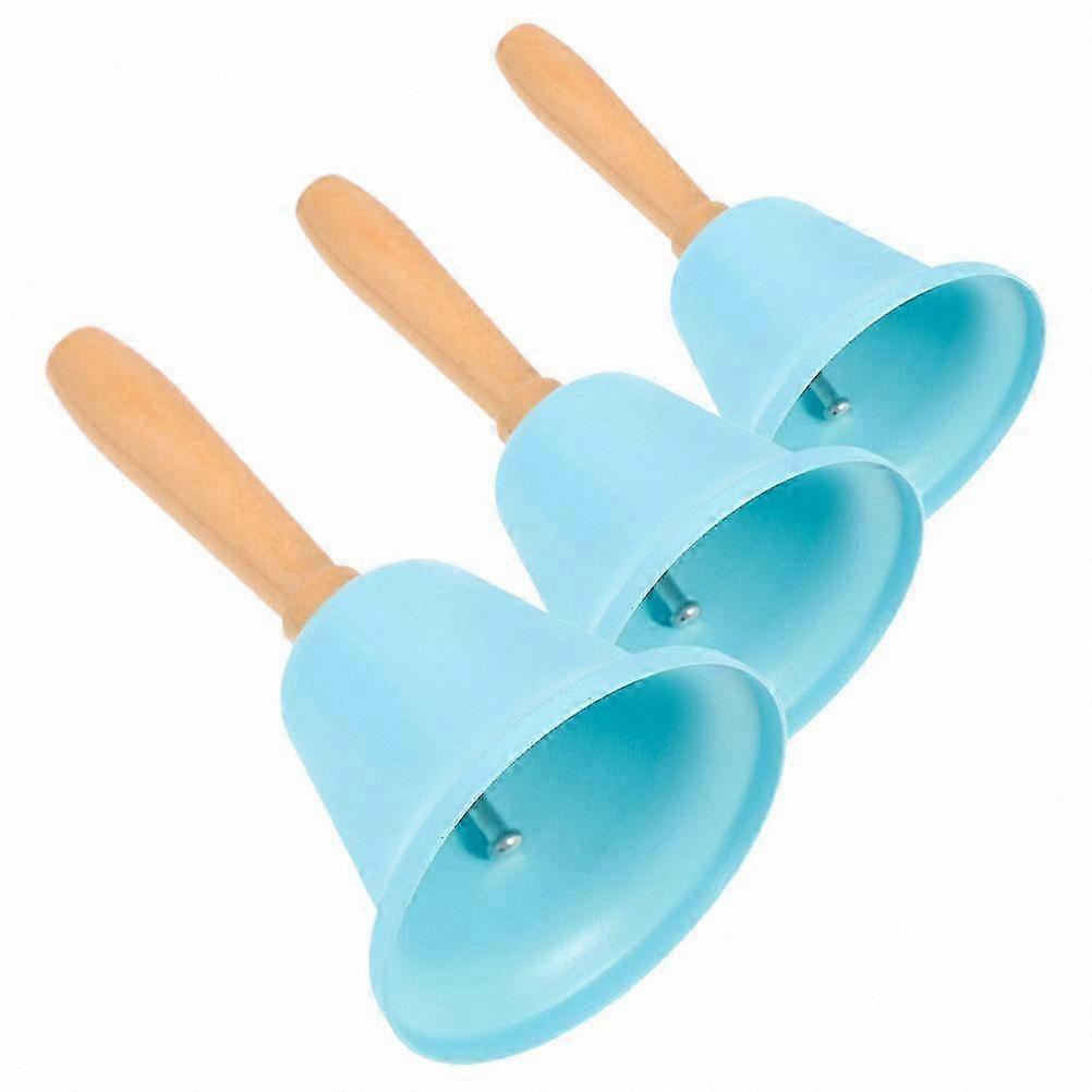 Portable Sky-Blue Hand Bell for Classroom Attention Grabbing 3-Pack Teacher Tool