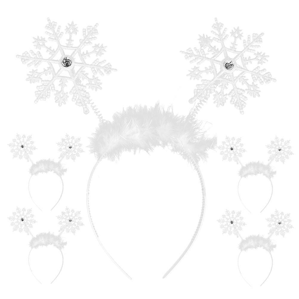 Snowflake Headband for Girls White Plastic and Polyester Christmas Accessories for Women Holiday Decoration 5 Pieces