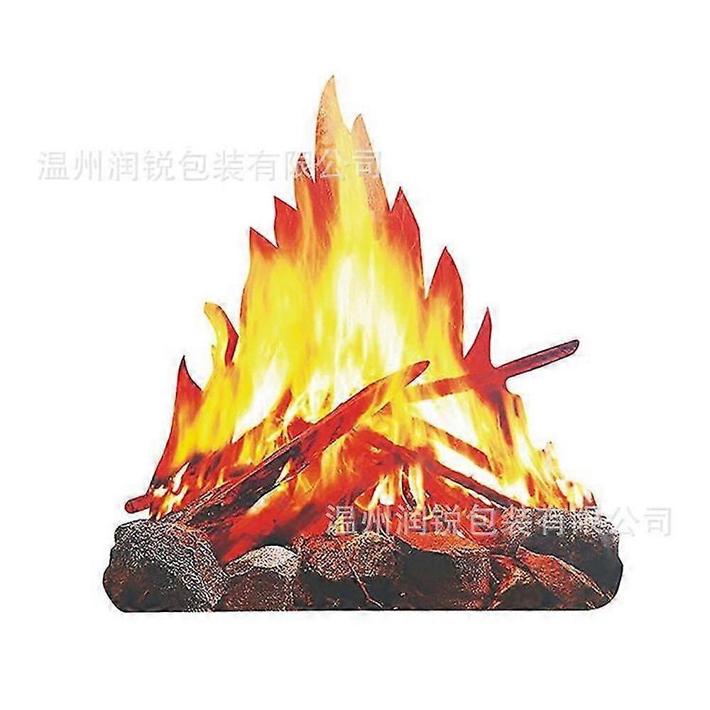 3D Cardboard Artificial Campfire Flame Torch for Party Decor, 30cm Tall, 2-Pack
