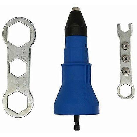 Cordless Rivet Nut Driver or Drill Bit??Accessory Adapter for Electric Rivet Gun, Blue, On