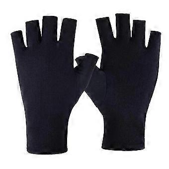 Uv protection half finger gloves manicure gel nail lamp driving sport mitten p