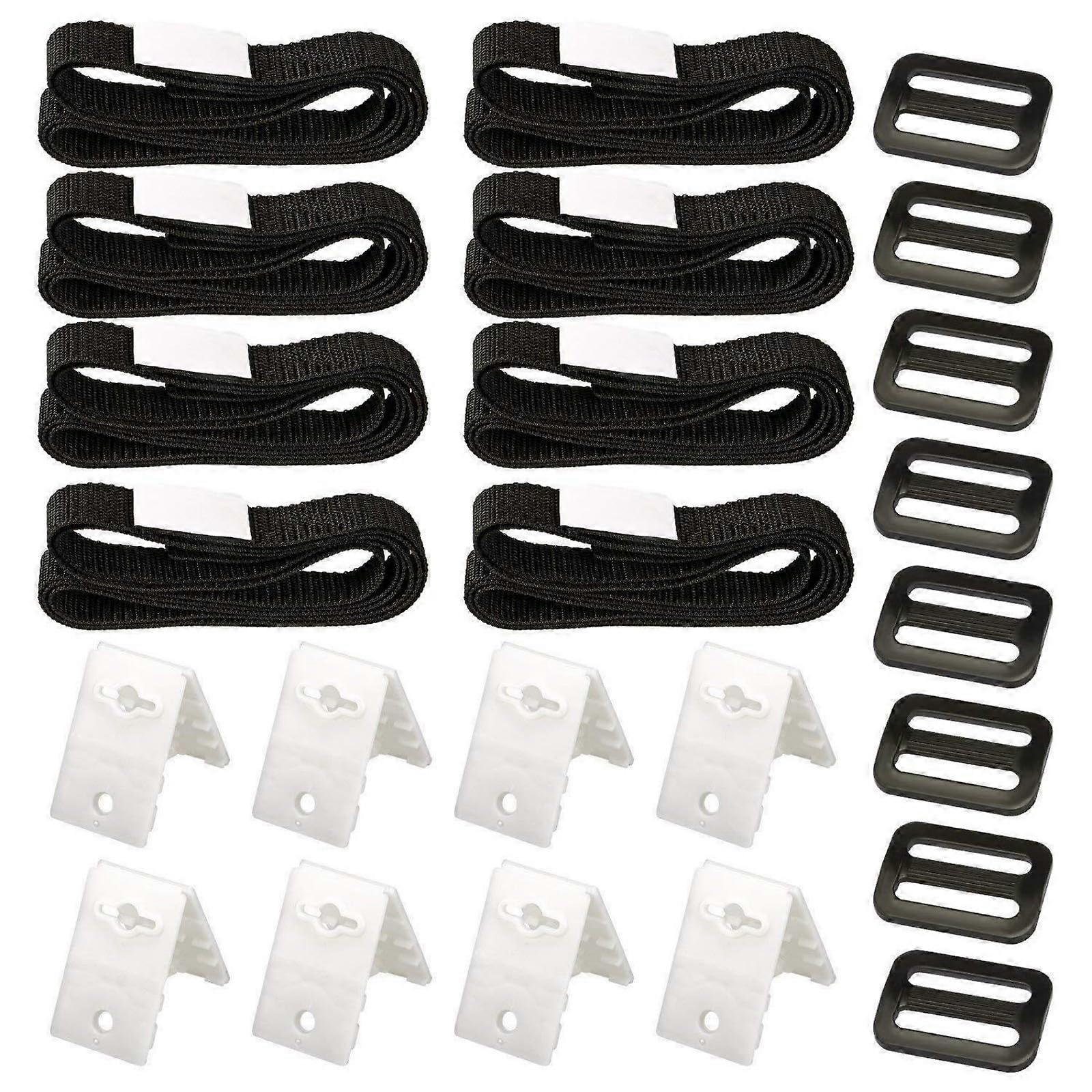 Inflatable Pool Fastening Straps and Clips 8Piece Black Solar Cover Reel Attachment Kit for Swimming Pool Tarpaulins