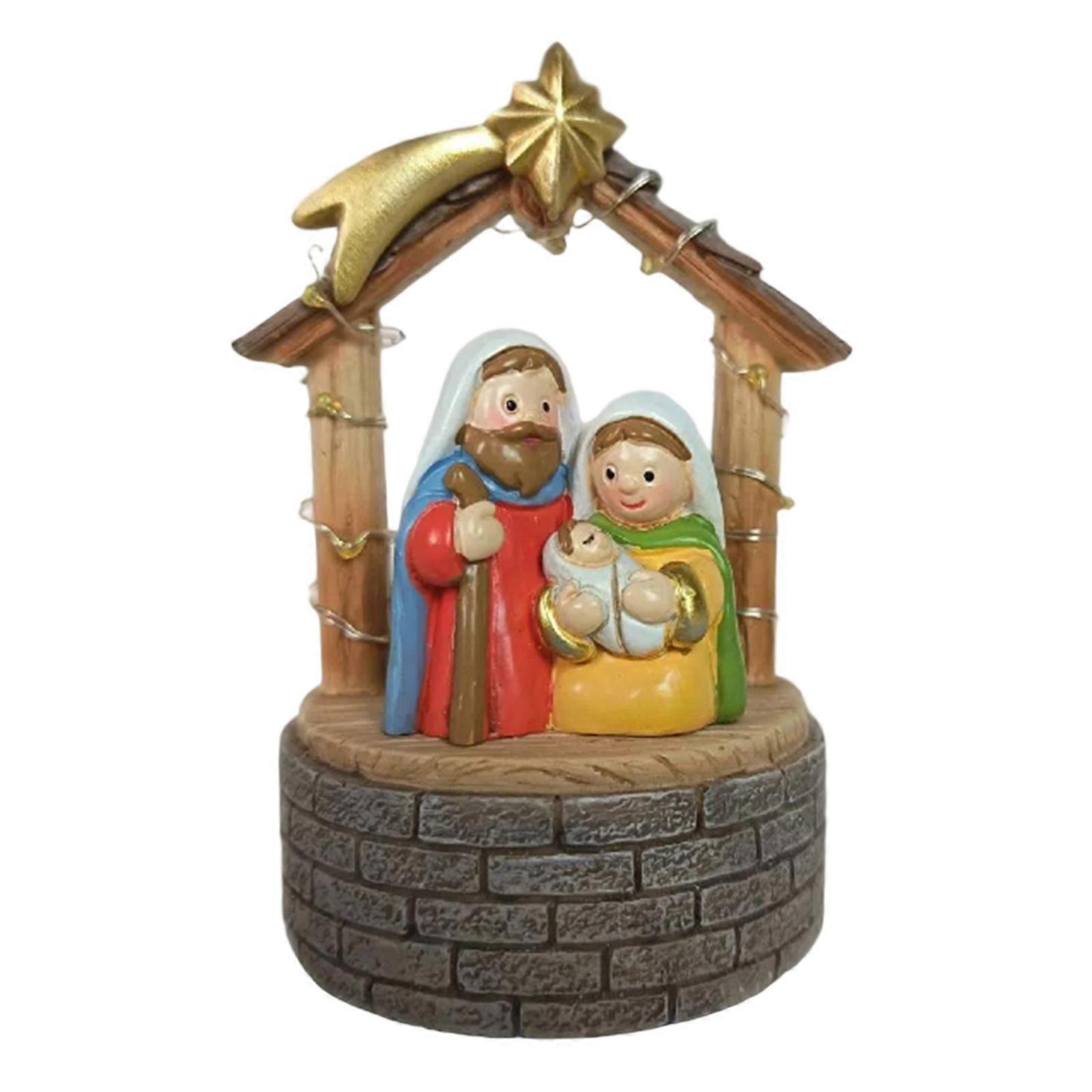 Stable Nativity Scene Statue Christmas Nativity Figurines Holy Family Collectables Decors,Table Ornament for Indoor Multicolor