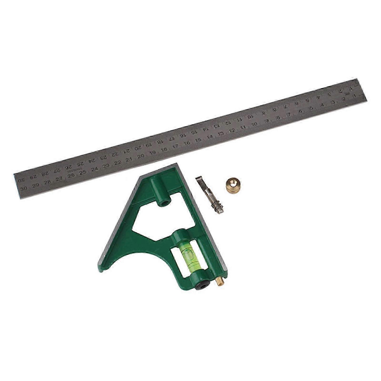Stainless Steel Combination Square with Bubble Level Adjustable Carpentry Square 45/90 Degree Measure Tool Stainless Steel T Square Ruler, Green 2025