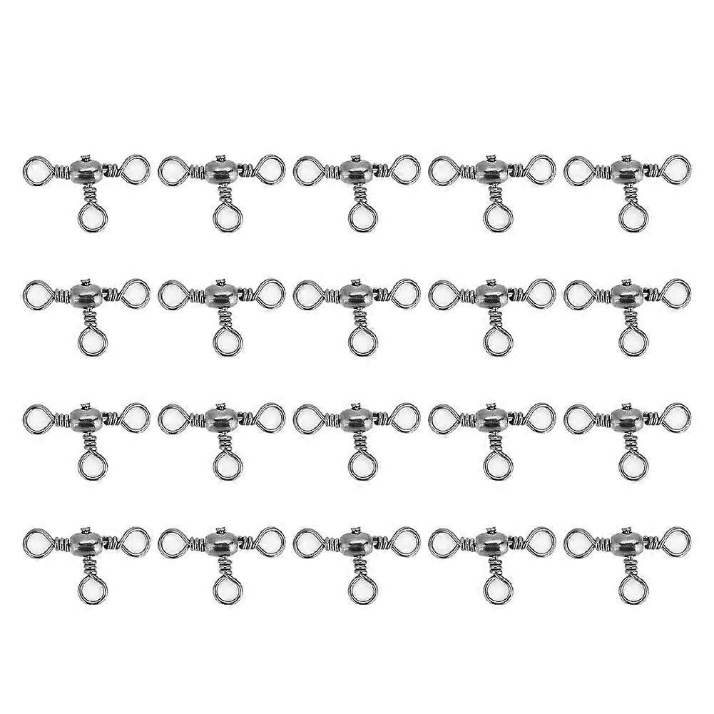20Pcs Durable Flexible Three Way Rolling Swivels Triple Swivel Fishing Connectors(3#)