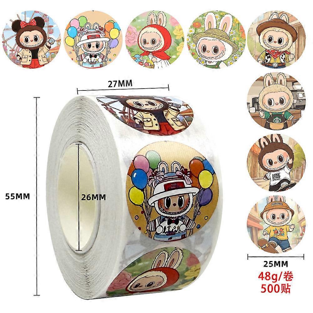 Cartoon 500 sheets of roll-up stickers for notebooks, cute anime and animation seal stickers, DIY decorative stickers
