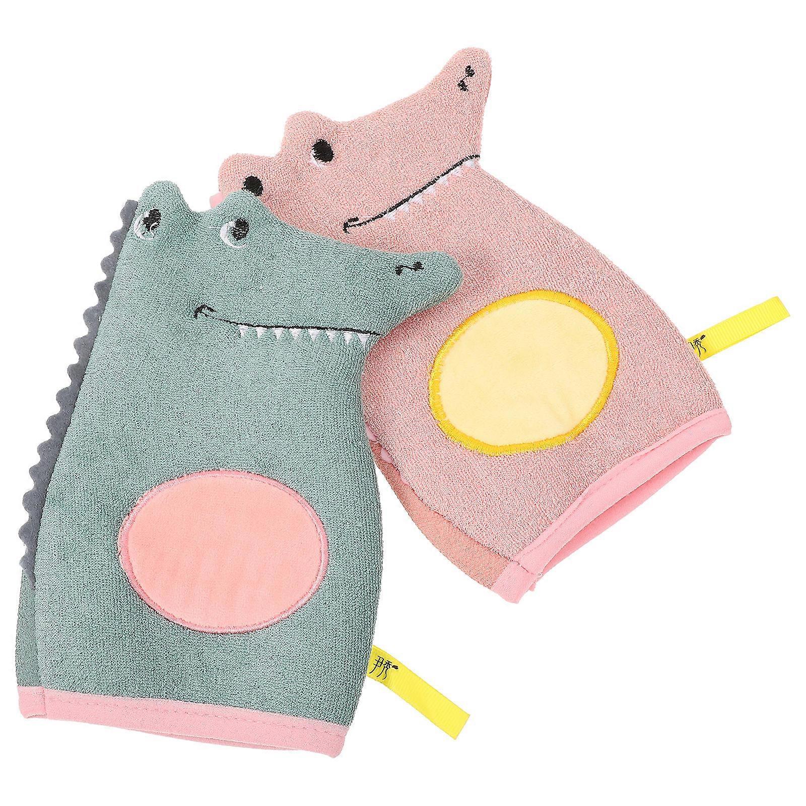 Reusable Cartoon Bath Gloves Supple Gloves for Bath 2Pcs Comfortable Use