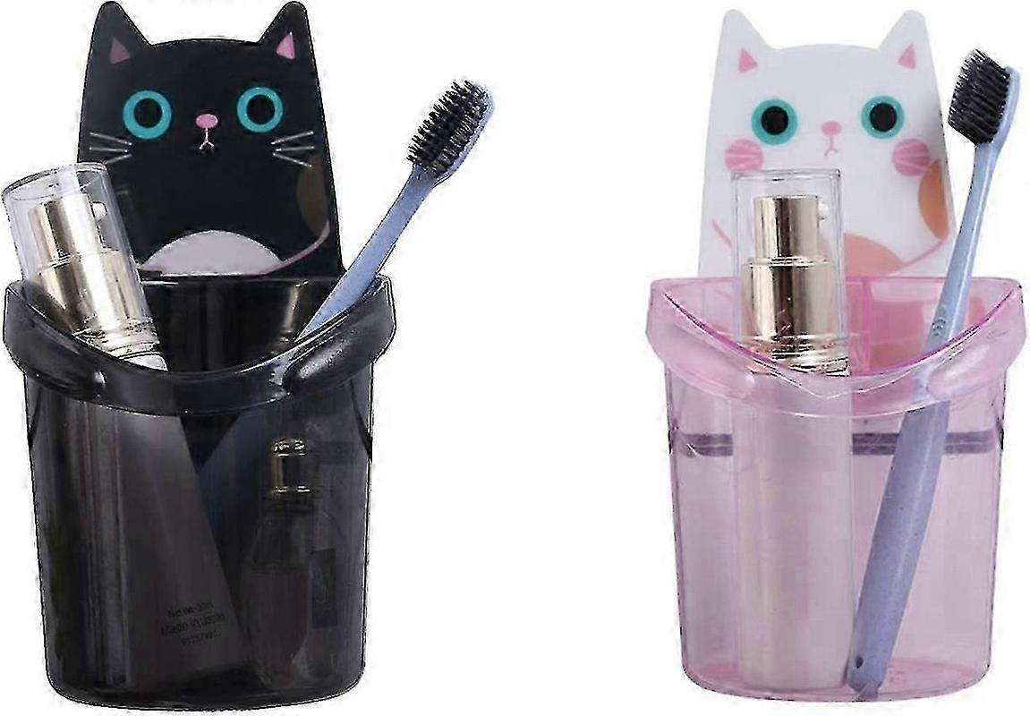 Cartoon Cat Shape Toothbrush Holder Storage Rack (2pcs)
