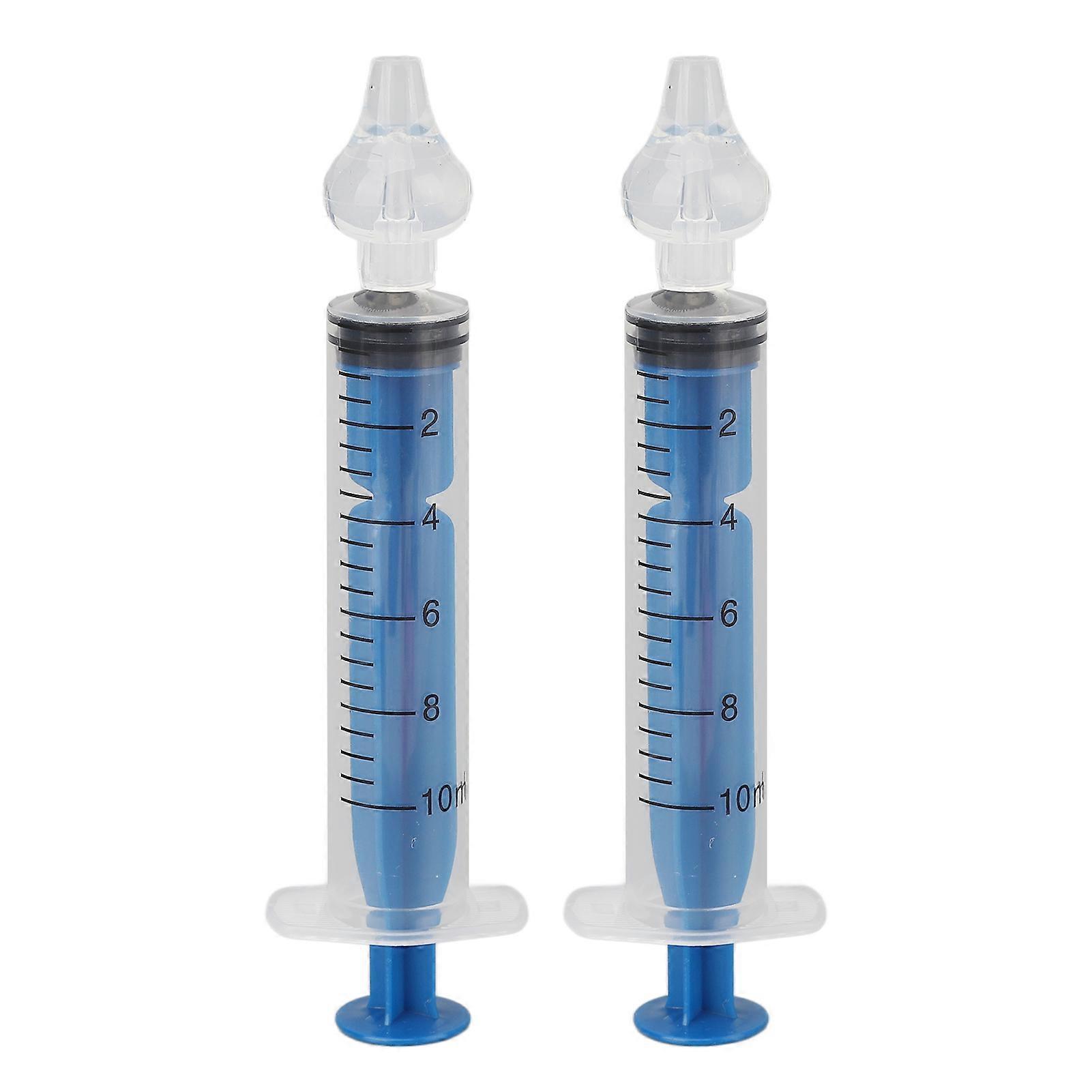 Lot de 2 seringues d'irrigation na de 10 ml, en silicone, pour le nettoyage et le rinçage du nez, pour enfants, bleu