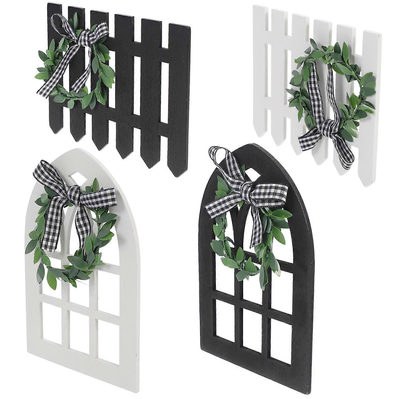 Wall Decoration Window Frame Wooden Farmhouse for Decoration 4Pcs