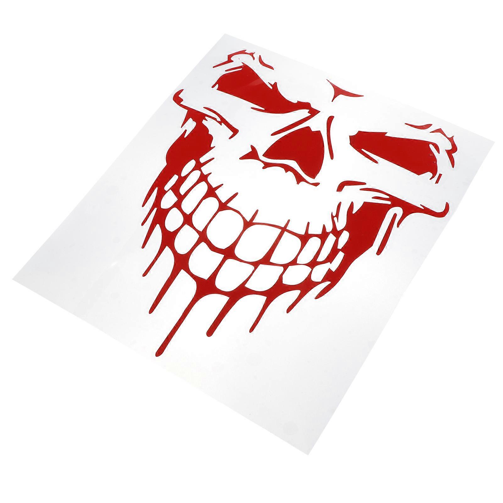 Skull Decals For Trucks Red Color Scratch Coverage Car Body Sticker 1Pack