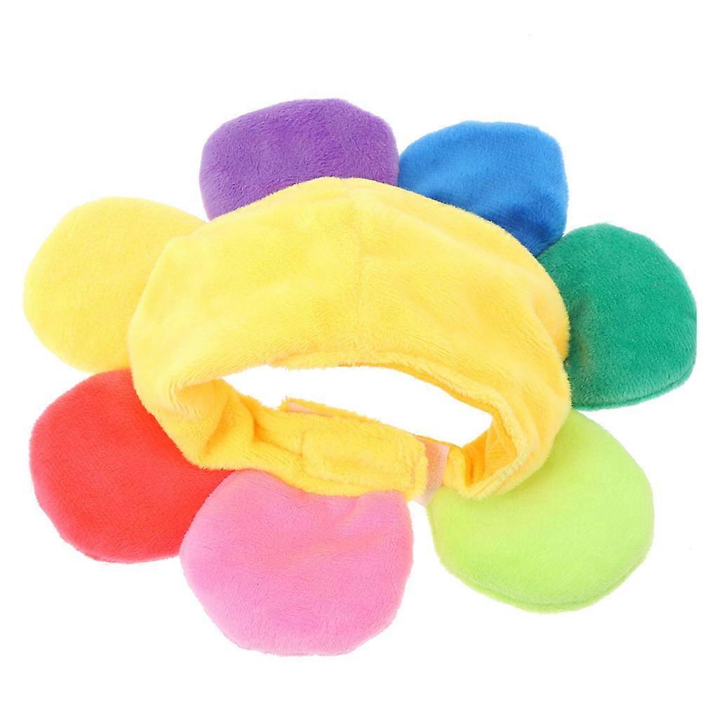 Assorted Color Sunflower Cat Hat for Party 2Pcs Plush Pet Costume