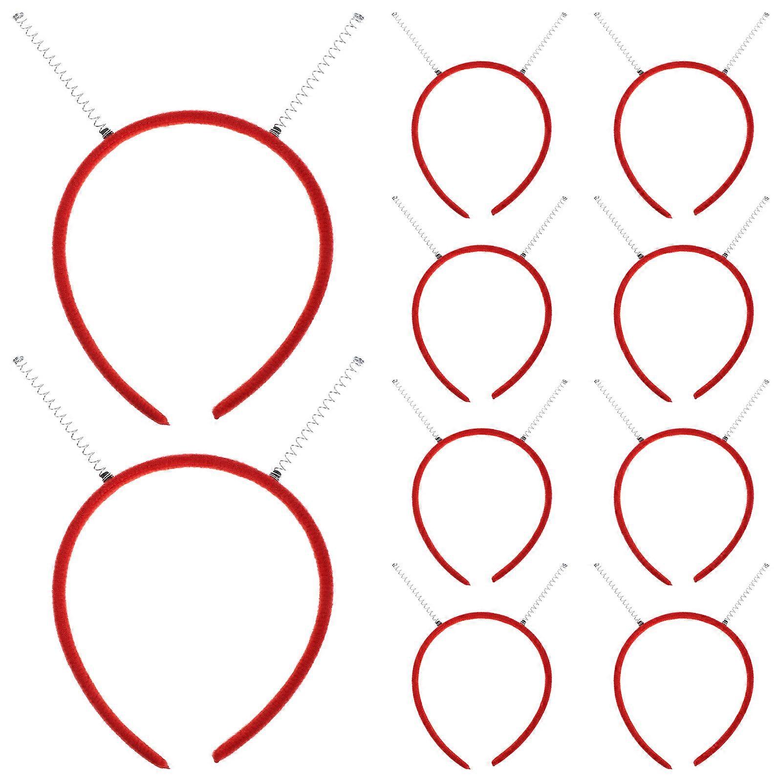 Spring Antenna Headband DIY Set with 10Pcs Red Hair Accessories for Costume