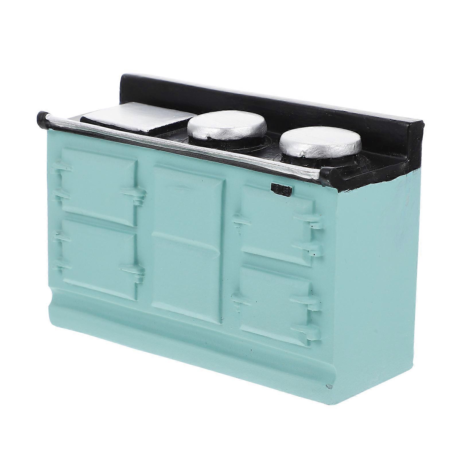 Miniature Cooker Table Model for Decoration Use Blue Resin Ornament