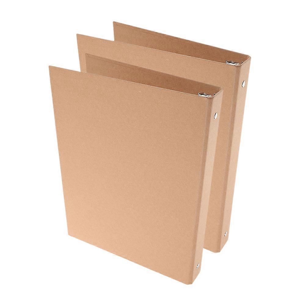 Craft Binder Refillable Notebook Cover Loose-Leaf Notebook Shell Students A4 Brown Protective Page Holder 2Pcs