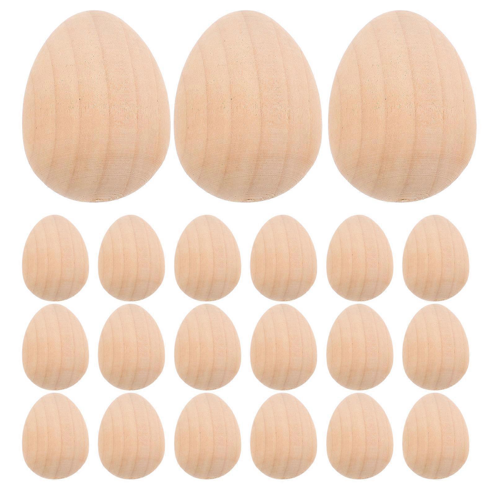 80Pcs DIY Wooden Easter Eggs for Kids Creative Egg Adornments for Decor