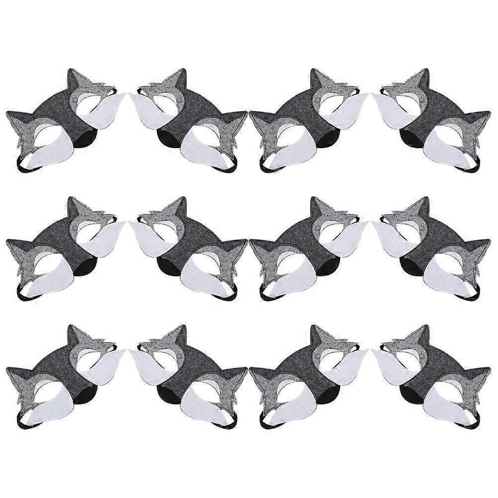 Grey Wool Felt Wolf Mask Half Face Halloween Mask for 60Pcs Costume