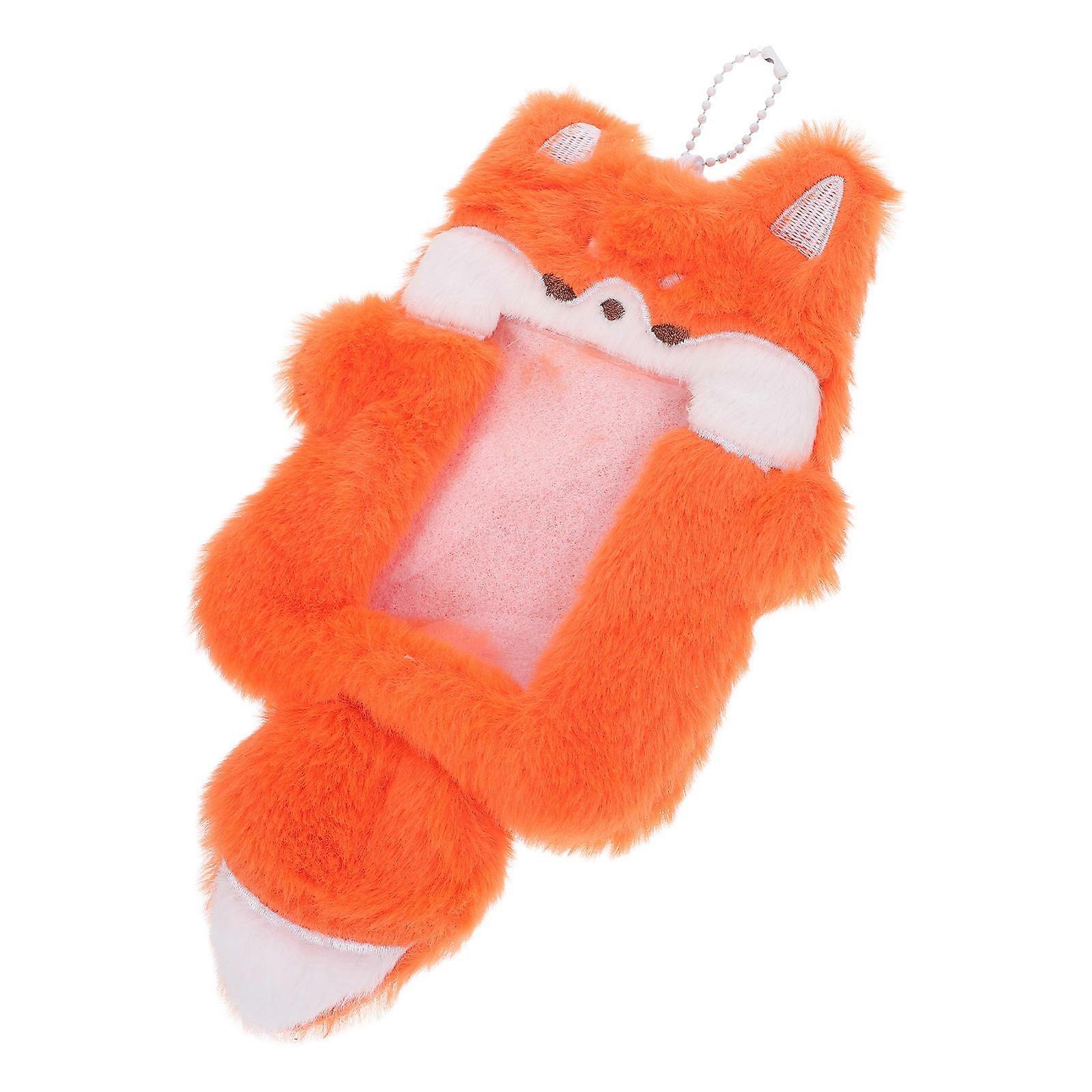Plush Card Holder Keychain Cartoon Photocard Cover for 4Pcs Students
