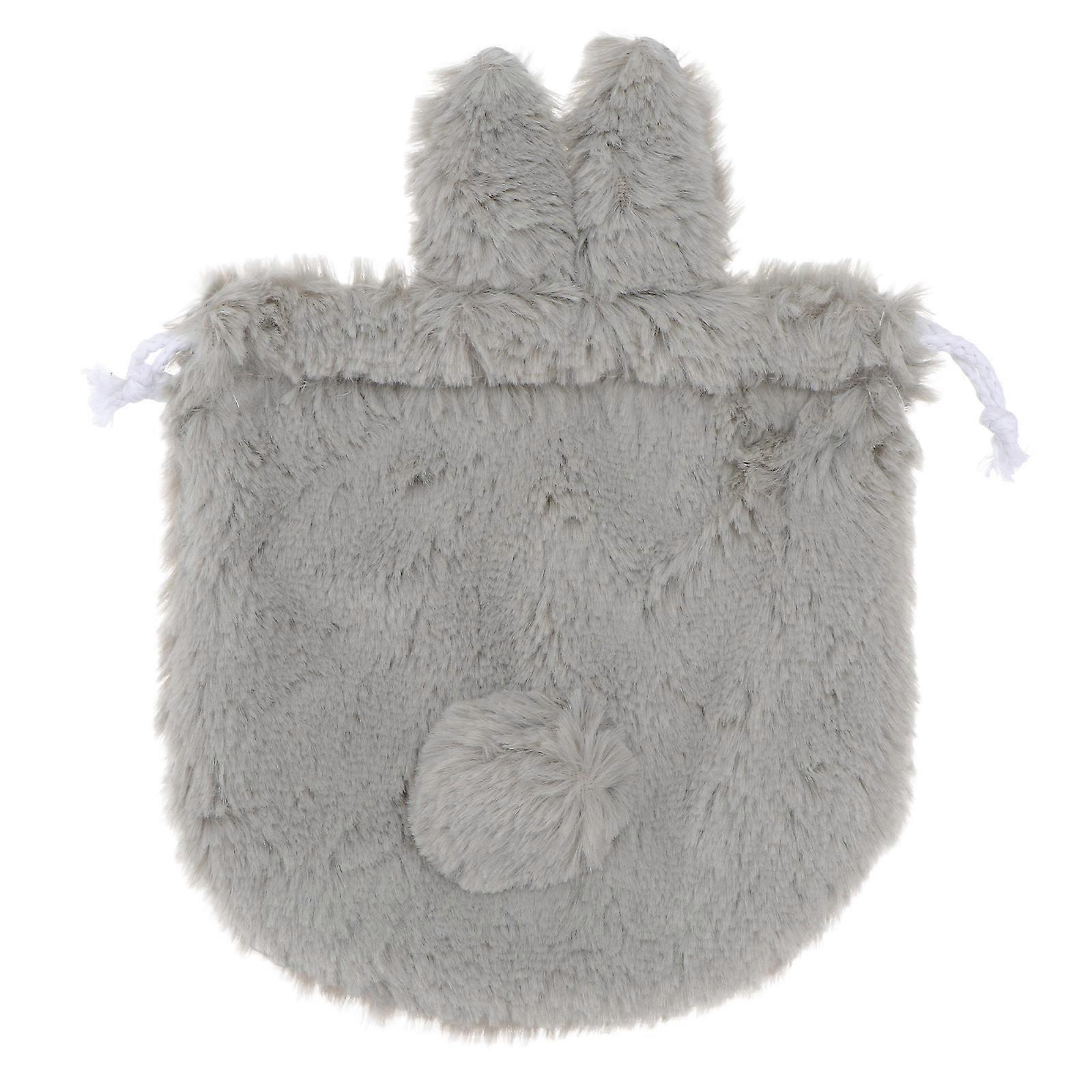 Adorable Bunny Drawstring Makeup Pouch Suitable For Shopping Grey 1Set