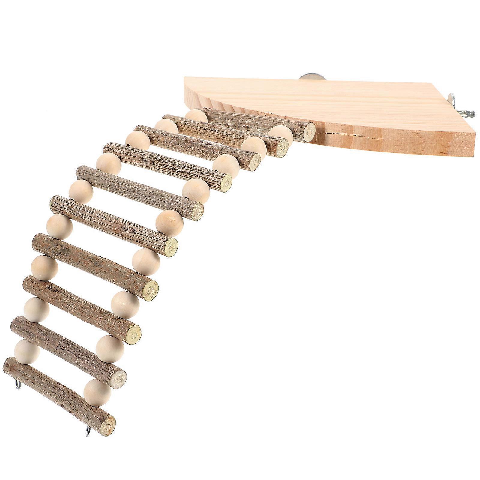 Wooden Hamster Cage Platform Toy for Climbing and Exercise 3Sets Beige